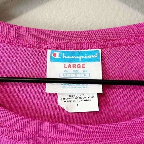 Champion Men’s Heritage Floss Stitch C Logo Tee Shirt Peony Parade Pink Sz Large - Picture 8 of 9